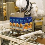The robot cell is fitted with a six-axis ABB robot arm which can be fitted with between six and 12 suction grippers to suit a range of product quantities