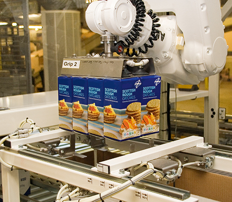 The robot cell is fitted with a six-axis ABB robot arm which can be fitted with between six and 12 suction grippers to suit a range of product quantities