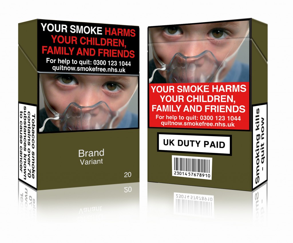 A mock-up of complaint tobacco packaging