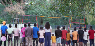 Children from Montgomery Heights Christian Care Centre in Zimbabwe