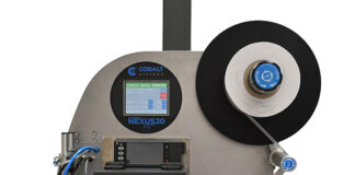 Linerless print and apply labelling system