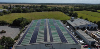 Solar panels on packaging manufacturing factory