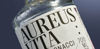 Label on dry gin bottle