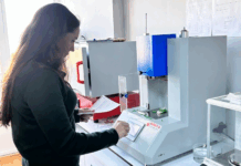 Polymer analysis tests taking place in lab setting