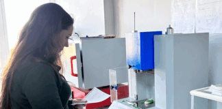 Polymer analysis tests taking place in lab setting