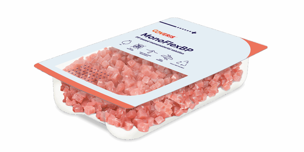 Mono-material tray for refrigerated food applications