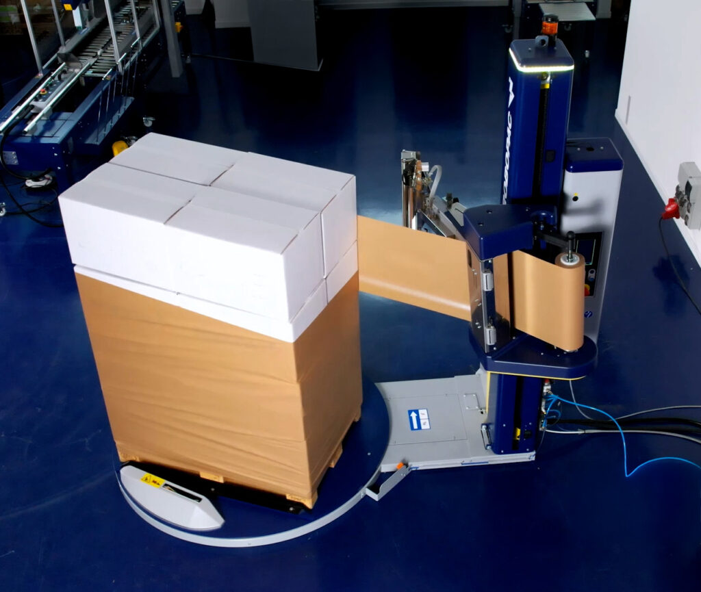 Paper pallet wrapping machine