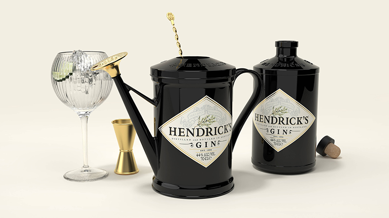 Watering can packaging for gin brand