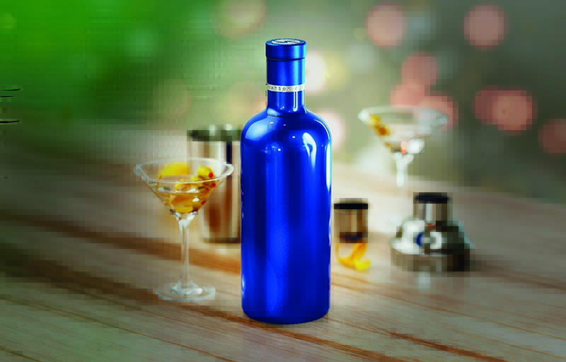 Spirits bottle featuring spray decoration
