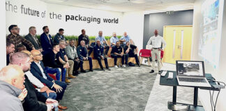 Craig McGowan presenting at the Bobst UK Open House event