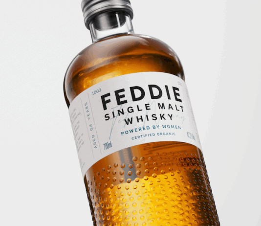 Recycled glass whisky bottle