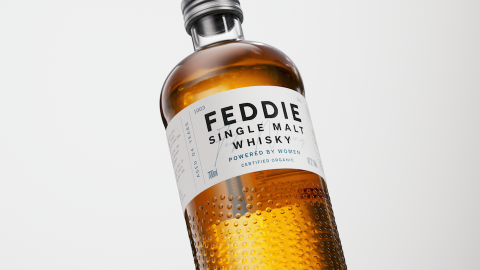 Recycled glass whisky bottle