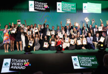 Carton award winners on stage