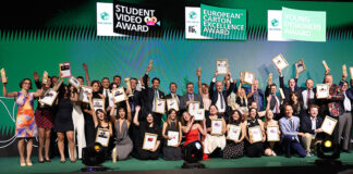 Carton award winners on stage