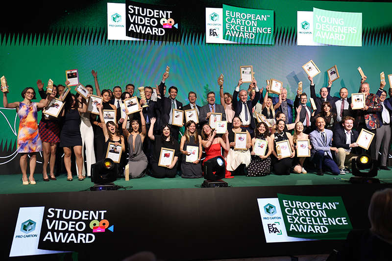 Carton award winners on stage