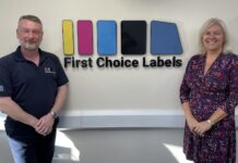 Colin Harbinson (operations director, First Labels) and Zenna Parfaniuk (MD, The Label Makers)