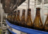 Beer bottles on filling line