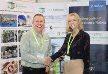 Stephen Nicholls and Josephine Coombe shake hands on a deal at Packaging Innovations