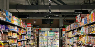 Supermarket aisle showcasing various different types of packaging