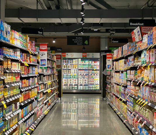 New research highlights progress in supermarket packaging sustainability Supermarket aisle showcasing various different types of packaging