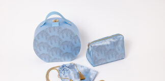 A vanity case, a cosmetics pouch, and a drawstring purse