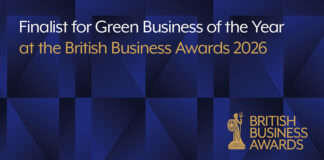 Text highlighting Smurfit Westrock UK being been named as a finalist in the Green Business of the Year category at the 2026 British Business Awards.