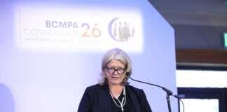 Emma Verkaik on stage at BCMPA conference