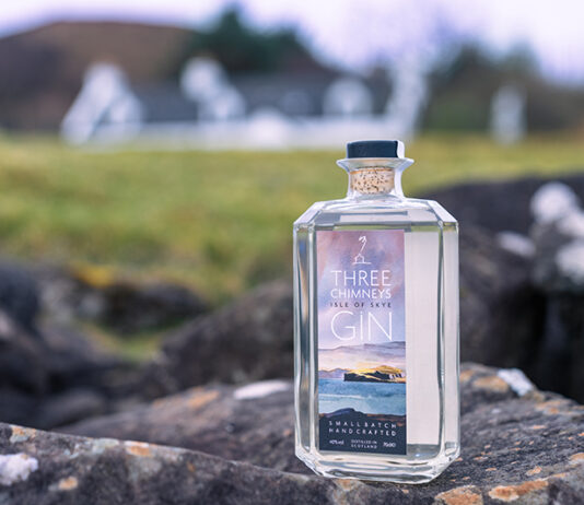 Glass gin bottle