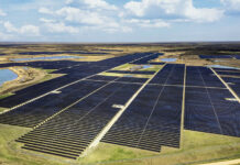 Aerial view of solar panels