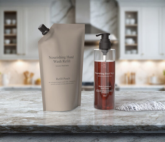 New research reveals refill packaging now ‘well established’ across personal care products Refillable soap pouch