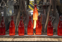 ‘First’ British-made sparkling wine bottle launched Sparkling wine bottle on production line