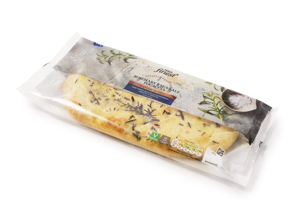 Tesco Finest Rosemary & Sea Salt Focaccia packaging