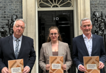 Alliance for Fibre-Based Packaging representatives outside 10 Downing Street