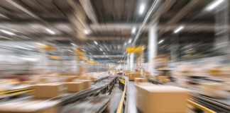 Cardboard boxes on conveyor belts